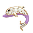 Brooch For Women LO2783 Flash Rose Gold White Metal Brooches with Synthetic