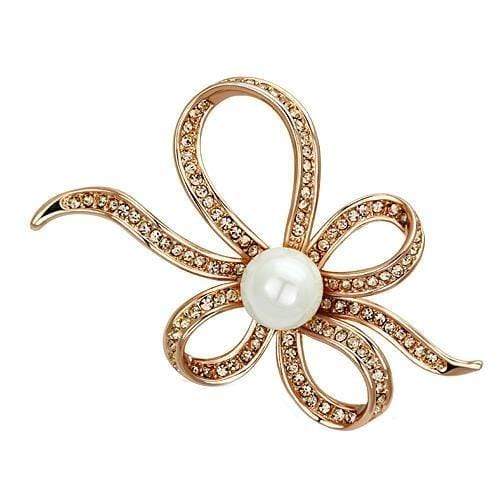 Brooch LO2841 Flash Rose Gold White Metal Brooches with Synthetic