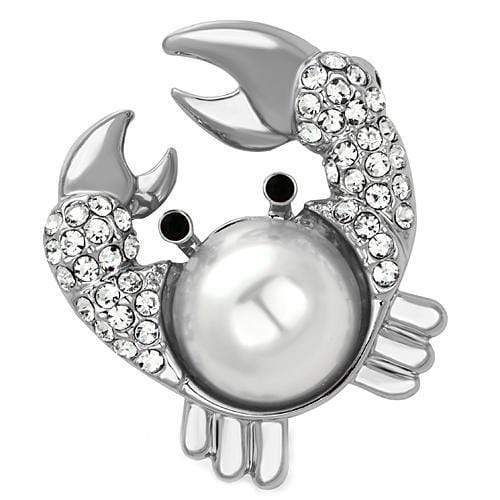Brooches and Pins LO2842 Imitation Rhodium White Metal Brooches with Synthetic
