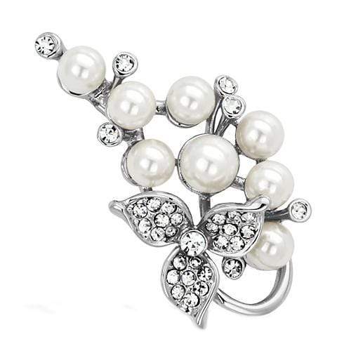 Brooches and Pins LO2852 Imitation Rhodium White Metal Brooches with Synthetic
