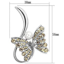 Hair Brooch LO2765 Imitation Rhodium White Metal Brooches with Synthetic