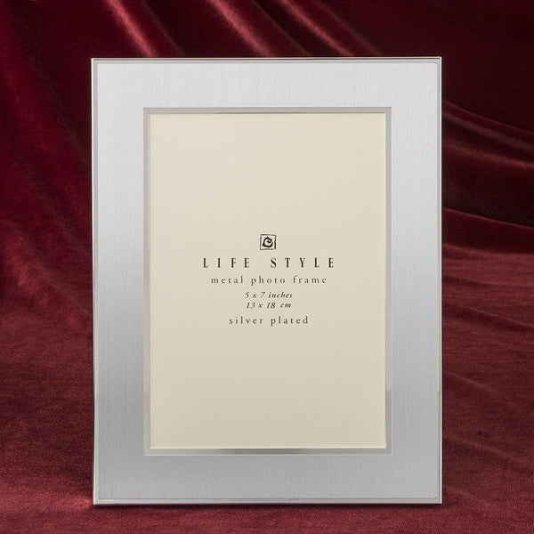 Brushed silver two tone 5 x 7 picture frame-Personalized Gifts By Type-JadeMoghul Inc.