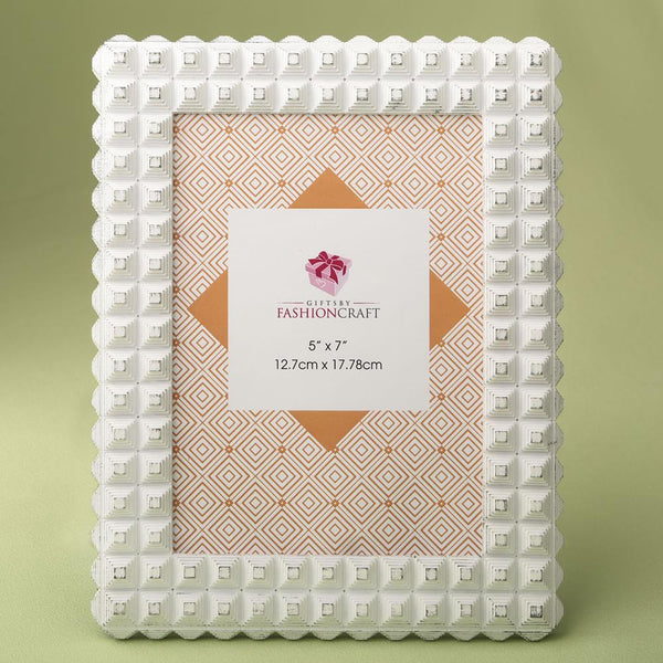 Brushed white Geometric Pyramid 5 x 7 frame-Personalized Gifts By Type-JadeMoghul Inc.