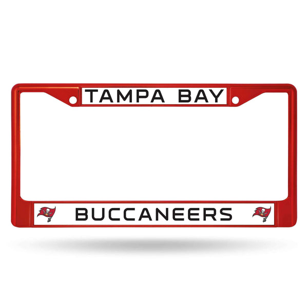 Cute License Plate Frames Buccaneers Red Colored Chrome Frame