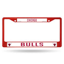 BMW License Plate Frame Bulls Red Colored Chrome Frame