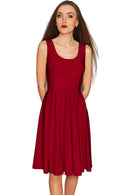 Burgundy Red Mia Fit & Flare Dress - Women-Solid-XS-JadeMoghul Inc.