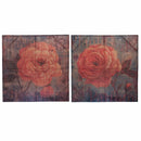 Burlap Canvas Rose Wall decor, Multicolor, Set Of 2