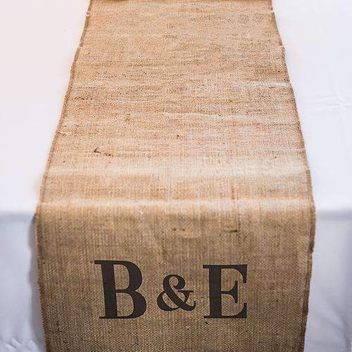 Burlap Table Runner With Equestrian Monogram (120" / 3.0m long) Plum (Pack of 1)-Wedding Table Decorations-Plum-JadeMoghul Inc.