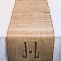 Burlap Table Runner With Vineyard Monogram (120" / 3.0m long) Berry (Pack of 1)-Wedding Table Decorations-Black-JadeMoghul Inc.