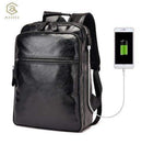 Business Casual Backpack / Black PU Leather Travel Backpack-Black-China-15 Inches-JadeMoghul Inc.