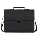 Business Man Bag Lock Black Leather Briefcase For Man Solid Bank OL Mens Briefcase Bag Dress Man Handbag-Black-China-JadeMoghul Inc.