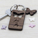 Custom Keychains Butterfly Walnut Keyring