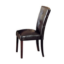 Button Tufted Polyurethane Upholstered Wooden Side Chair, Set of Two, Brown-Accent Chairs-Brown-Wood & Polyurethane-JadeMoghul Inc.