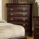 Transitional Wood Chest With Felt Lined Top Drawers, Brown Cherry