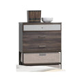 Wood & Metal Chest with Three Drawers & Two Shelves, Walnut Brown