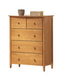 Wooden Chest With 5 Storage Drawers , Maple Brown