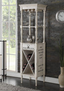 Cabinets Bar Cabinet - 20" X 18" X 73" Antique White Wood Wine Cabinet HomeRoots
