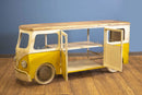 Cabinets Bar Cabinet - 24" X 38" X 38" Yellow and White Peace Bus Wine Bar HomeRoots