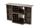 Cabinets Bar Cabinet - 47" Brown Oak Veneer and Leatherette Wine Cabinet HomeRoots