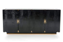 Cabinets Black Buffet Cabinet - 32" Black Crocodile and Rose gold MDF Buffet HomeRoots