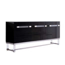 Cabinets Black Buffet Cabinet - 79" X 18" X 34" Black Stainless Steel Buffet HomeRoots