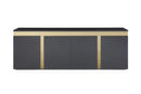 Cabinets Black Buffet Cabinet - 94" X 18" X 35" Black Stainless Steel Buffet HomeRoots