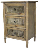 Cabinets Buffet Cabinet - 14" X 18" X 25" Rustic Wood (Pine), Cane Cabinet with Drawers HomeRoots