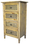 Cabinets Buffet Cabinet - 14" X 18" X 31'.5" Rustic Wood Wood (Pine), Cane Cabinet with Drawers HomeRoots