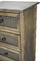 Cabinets Buffet Cabinet - 14" X 18" X 39" Rustic Wood (Pine), Cane Cabinet with Drawers HomeRoots
