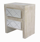 Cabinets Buffet Cabinet - 19'.6" X 13'.8" X 23'.6" White Washed MDF, Wood, Mirrored Glass Cabinet with Drawers and Mirrored Glass HomeRoots