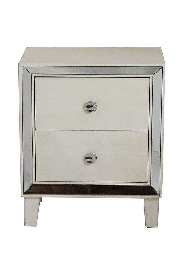 Cabinets Buffet Cabinet - 19'.7" X 13" X 23'.5" Antique White MDF, Wood, Mirrored Glass Accent Cabinet with a Door and Mirrored Glass HomeRoots