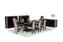 Cabinets Buffet Cabinet - 31" Ebony Lacquer MDF, Glass, and Steel Buffet HomeRoots