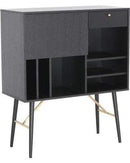 Cabinets Buffet Cabinet - 32" Black MDF and Glass Buffet HomeRoots