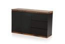 Cabinets Buffet Cabinet - 34" Black MDF and Ship Wood Buffet HomeRoots