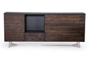 Cabinets Buffet Cabinet - 34" Dark Aged Oak Veneer, Steel, and Wood Buffet HomeRoots