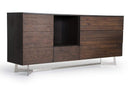Cabinets Buffet Cabinet - 34" Dark Aged Oak Veneer, Steel, and Wood Buffet HomeRoots