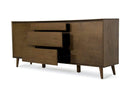 Cabinets Buffet Cabinet - 34" Tobacco Wood and Veneer Buffet HomeRoots