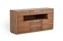 Cabinets Buffet Cabinet - 34" Walnut Veneer and MDF Buffet HomeRoots