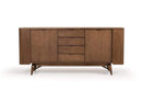 Cabinets Buffet Cabinet - 34" Walnut Wood and Veneer Buffet HomeRoots