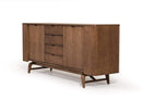 Cabinets Buffet Cabinet - 34" Walnut Wood and Veneer Buffet HomeRoots