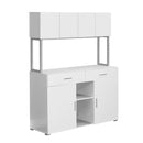 Cabinets Cabinet - 16'.25" x 47'.25" x 60" White, Silver, Particle Board, Hollow-Core, Metal - Office Cabinet HomeRoots
