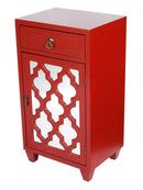 Cabinets Cabinets To Go - 16'.75" X 12'.75" X 30'.75" Red MDF, Wood, Mirrored Glass Accent Cabinet with a Drawer and Door & Arabesque Inserts HomeRoots