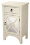 Cabinets Corner Cabinet 18" X 13" X 30" Antique White MDF, Wood, Mirrored Glass Cabinet with a Drawer and a Door 1853 HomeRoots