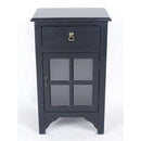 Cabinets Corner Cabinet - 18" X 13" X 30" Black MDF, Wood, Clear Glass Accent Cabinet with a Drawer and Door and Paned Inserts HomeRoots