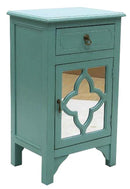 Cabinets Corner Kitchen Cabinet - 18" X 13" X 30" Turquoise MDF, Wood, Mirrored Glass Cabinet with a Drawer and a Door HomeRoots