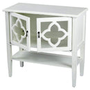 Cabinets Corner Kitchen Cabinet - 32" X 14" X 30" Antique White MDF, Wood, Clear Glass Console Cabinet with Doors and a Shelf HomeRoots