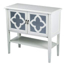 Cabinets Corner Kitchen Cabinet - 32" X 14" X 30" Antique White MDF, Wood, Mirrored Glass Console Cabinet with Doors and a Shelf HomeRoots