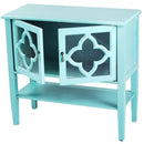 Cabinets Corner Kitchen Cabinet - 32" X 14" X 30" Turquoise MDF, Wood, Clear Glass Console Cabinet with Doors and a Shelf HomeRoots