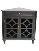 Cabinets Display Cabinet - 31" X 17" X 32" Black MDF, Wood, Clear Glass Corner Cabinet with a Drawer and Doors HomeRoots