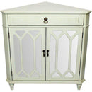 Cabinets Display Cabinet - 31" X 17" X 32" Light Sage MDF, Wood, Mirrored Glass Corner Cabinet with a Drawer and Doors HomeRoots